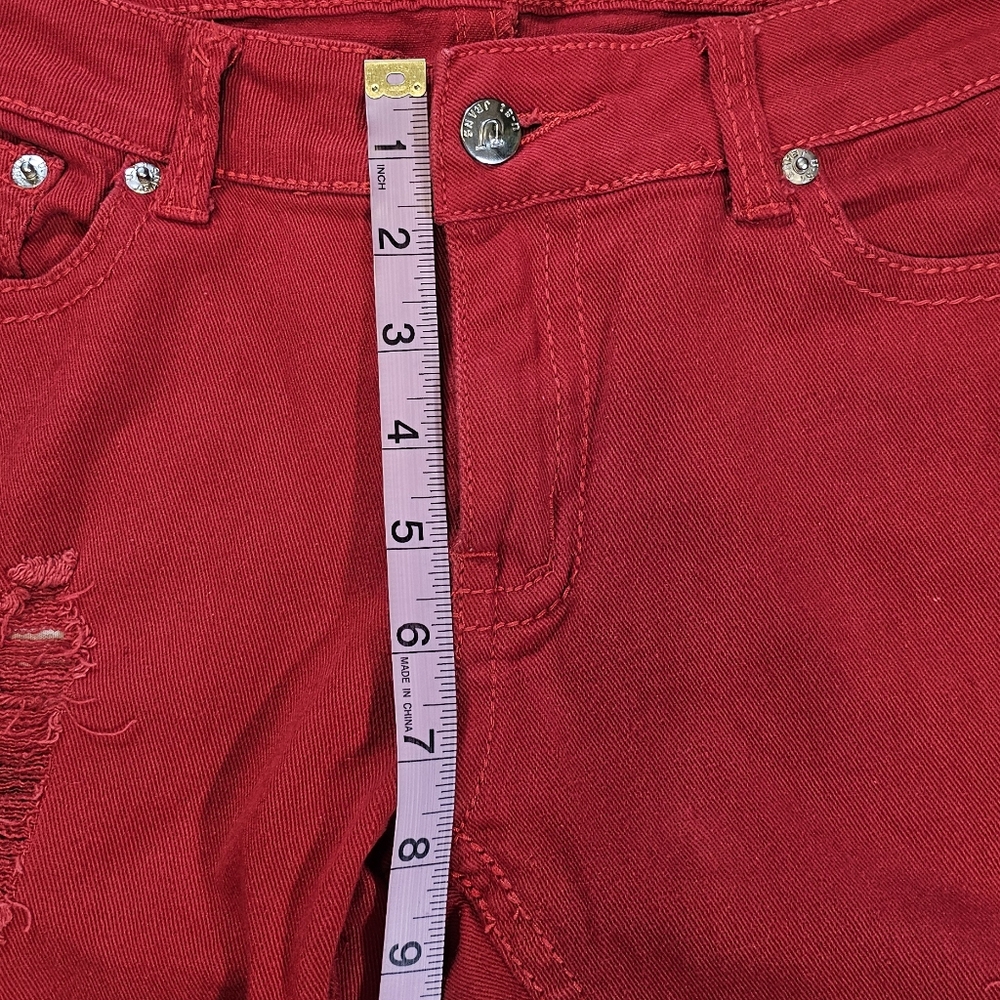 Red Distressed Style Jeans - Picture 7 of 12